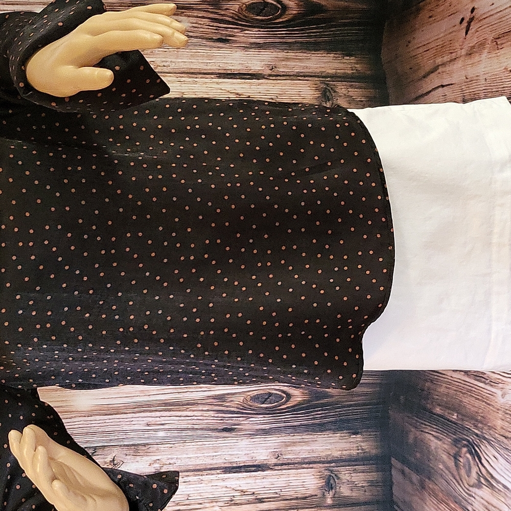 Worthington Women's Long Sleeve Tie Neck Polka-dot Blouse Size S - Picture 3 of 11